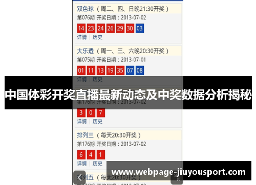 中国体彩开奖直播最新动态及中奖数据分析揭秘